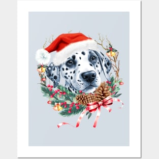 Christmas Dog Dalmatian Posters and Art